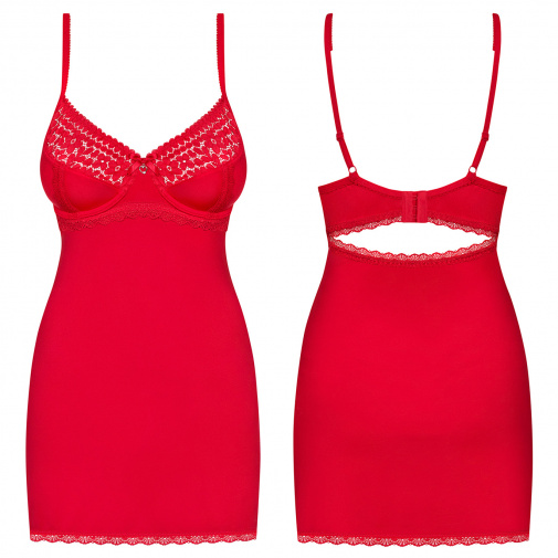 Set erotického prádla Jolierose Chemise tvoří červená košilka a tanga.