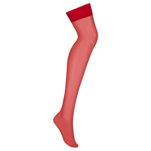 Červené podvazkové punčochy Obsessive S800 Stockings Red.