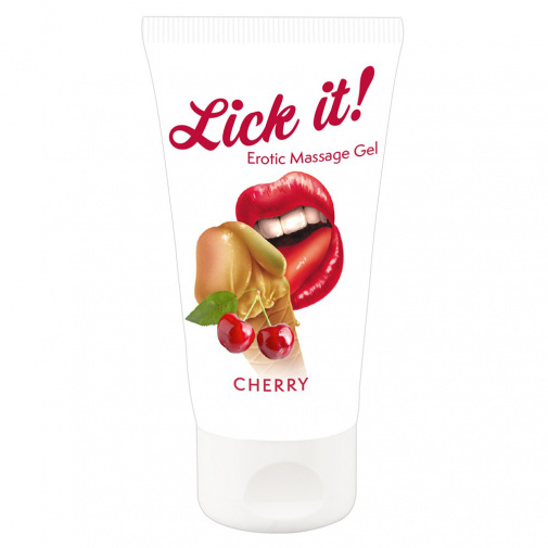 Masážní lubrikační gel s příchutí třešní vhodný i na orální použití Lick it Strawberry.