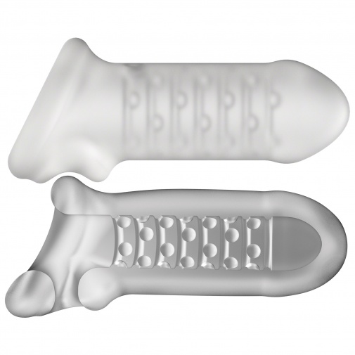 Průhledný návlek na penis se stimulační vnitřní strukturou OptiMALE Extender Thick.