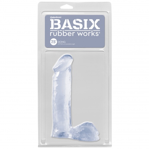 Průhledné ohebné dildo s varlaty - Basix Dong 7.5.