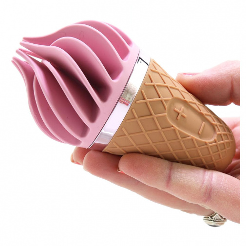 Malá dobíjecí erotická pomůcka ve tvaru zmrzliny s kornoutkem.