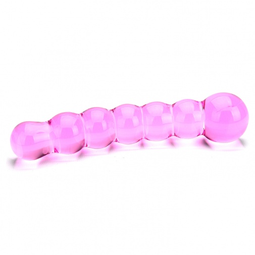 Spectrum Ribbed vroubkované skleněné dildo růžové