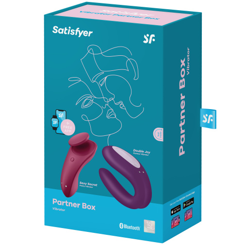 Atraktivní sada smart erotických pomůcek pro páry Satisfyer Partner Box 1 obsahuje vibrátor pro páry a vibrátor do kalhotek.