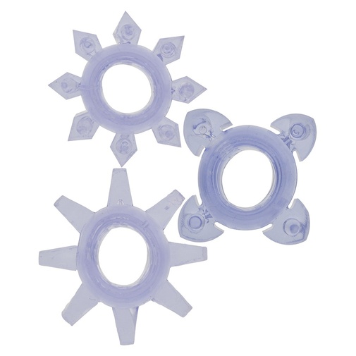 Tři fialové erekční kroužky s rozdílnými výstupky