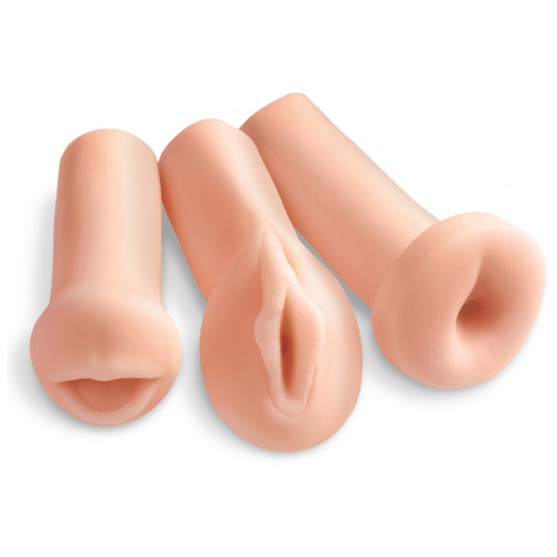Sada tří realistických masturbátorů ve tvaru vaginy, úst a zadečku - All 3 Holes.