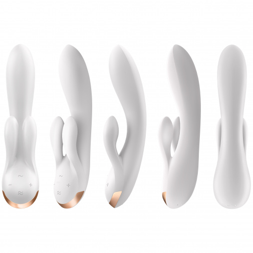Satisfyer Double Flex smart vibrátor na klitoris a bod G v bílé barvě.
