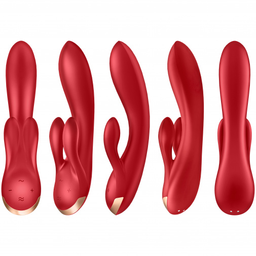 Satisfyer Double Flex smart vibrátor na klitoris a bod G v červené barvě.