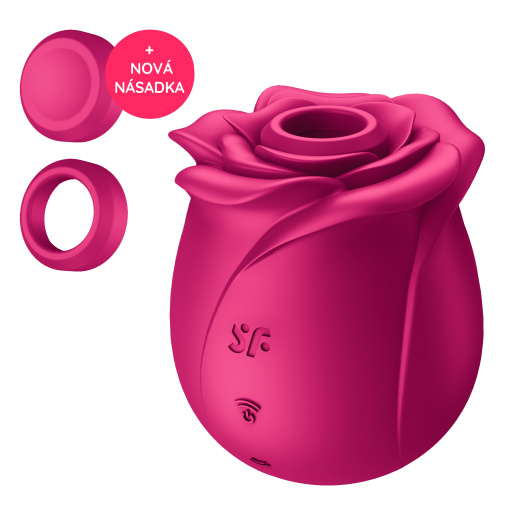 Satisfyer Pro 2 Classic Blossom stimulátor ve tvaru růže se dvěma nástavci.
