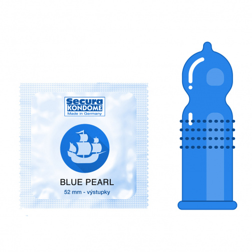 Secura Blue Pearl modré perličkové kondomy 1 ks
