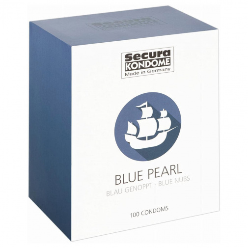 Kusové modré perličkové kondomy Secura Blue Pearl.