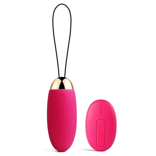 Bezdrátové silikonové vibrační vajíčko s ovladačem, vibrující i samostatně a dobíjecí pomocí USB, Svakom Elva.
