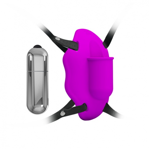 Silikonový strap-on stimulátor klitorisu s odnímatelným vibračním vajíčkem - Love Rider.