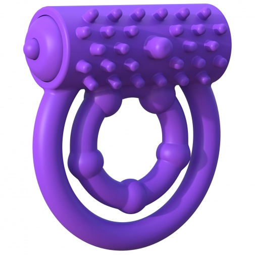 Silikonový vibrační kroužek na penis a varlata s výstupky pro dráždění klitorisu ve fialové barvě - C-Ringz Prolong Performance.