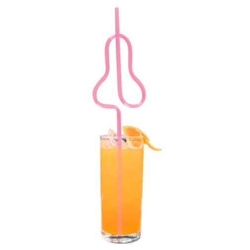Hravé růžové párty brčko ve tvaru penisu bude ozdobou každého drinku.