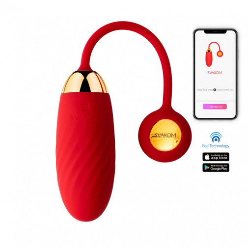 Luxusní vibrační vajíčko Svakom Ella v červené barvě s možností ovládání na dálku.