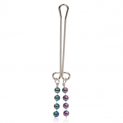 Stříbrná svorka na klitoris s ozdobnými kuličkami – Beaded Clit Jewelry.