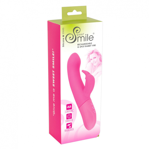 Balení růžového dobíjecího vibrátoru se stimulátorem klitorisu - Sweet Smile G-bod Rabbit.