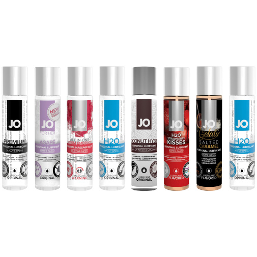 Sada 8 různých lubrikačních gelů v jednom balení - System JO Beginners Luck Various Gift Set 10 ml.