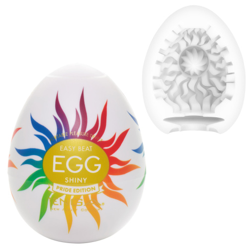 Masturbátor ve tvaru vajíčka s extra stimulačním vnitřním tunelem Tenga Egg Shiny Rainbow.