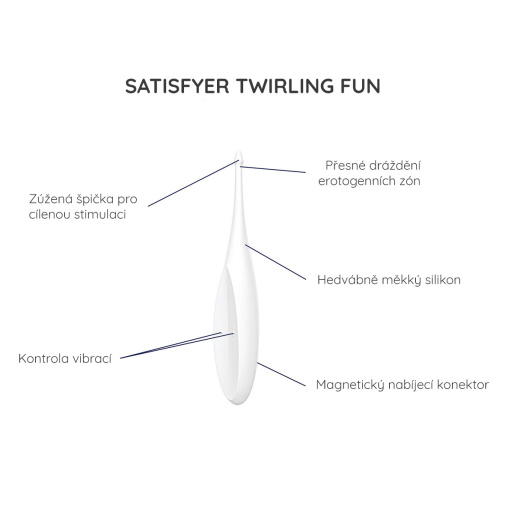 Popis bodového vibrátoru Satisfyer Twirling Fun.