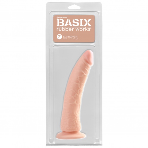 Basix Slim 7 - tělové úzké dildo v balení.
