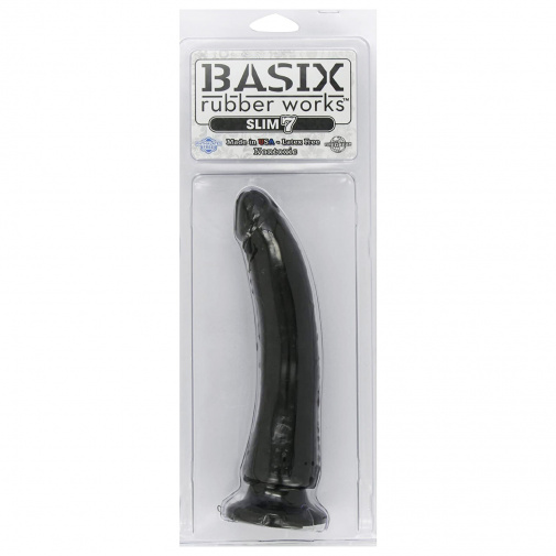 Basix Slim 7 - tělové černé dildo v balení.