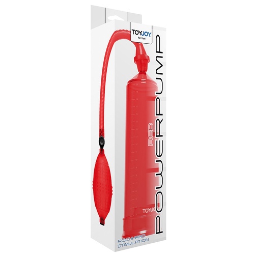 Červená vakuová pumpa pro maximální erekci penisu s bezpečnostní pojistkou v balení - Power Pump.