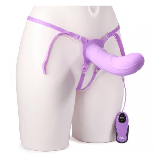 FF Elite 8 fialový silikonový vibrační strap-on s dutinou na penis