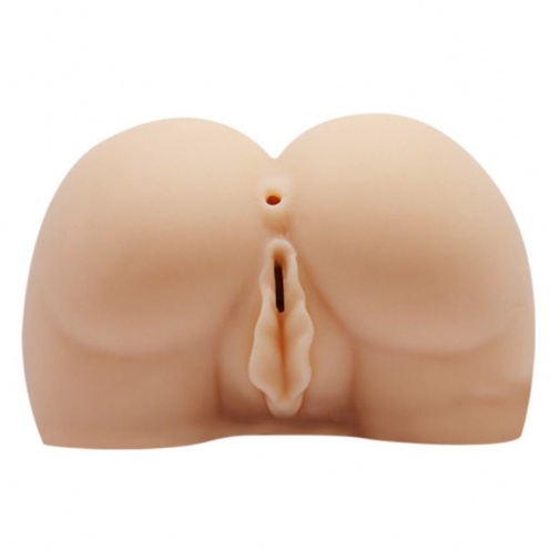 Vibrační realistický masturbátor v podobě repliky torza vaginy a zadečku v poloze zezadu.