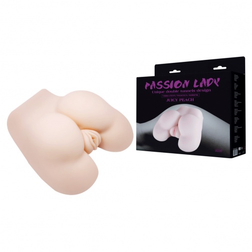 Balení masturbátoru v ultra realistickém provedení zadečku s vaginou a vibračním vajíčkem Juicy Peach.