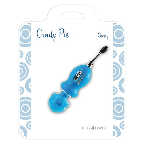 Balení Candy Pie Cherry mini vibračního vajíčka v modré barvě.