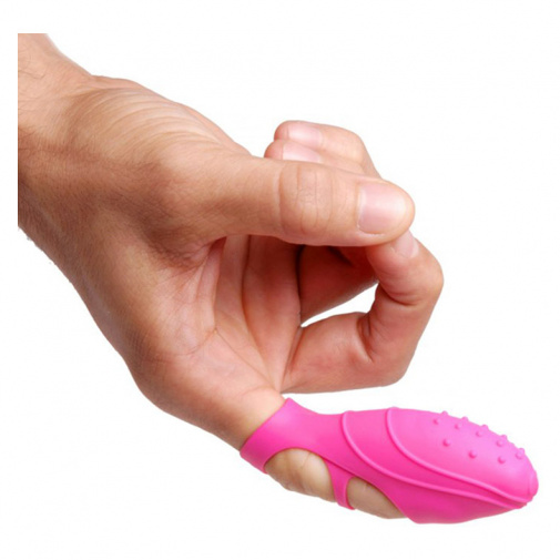 Bang Her G-spot silikonový vibrátor na prst s vyměnitelnými bateriemi.