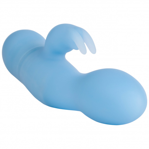 Světle modrý vibrátor Jack Rabbit může stimulovat vaginu i klitoris současně.