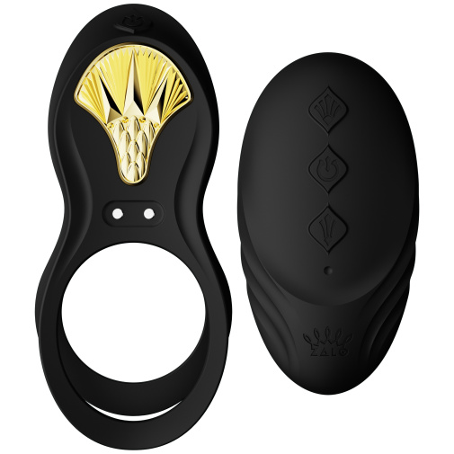 Zalo Bayek Smart vibrátor pro páry s erekčním kroužkem v černo-zlaté barvě.