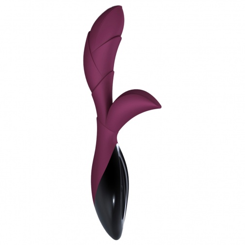Vínově červený klitorisový vibrátor ZINI Hua, speciálně navržený na dráždění více erotogenních zón současně.