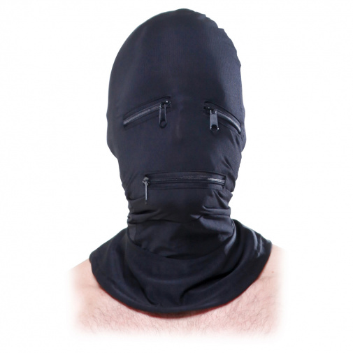 Černá maska na hlavu s otvory na zip pro oči a ústa Zipper Face.