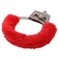 Kovová pouta s jemnou červenou kožešinkou proti odřeninám a otlačetinám BestSeller Furry Handcuffs Red.