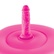 Vibrační nafukovací křeslo v růžové barvě s realistickým dildem uprostřed.