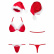 Santastic červený set tvoří podprsenka, kalhotky a čepice. 