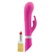 Růžový vibrátor se stimulátorem klitorisu Deluxe Bunny ve srovnání s rtěnkou.
